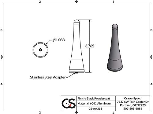 Cravenspeed Stubby Antenna Compatible With Mazda Miata 2006-2024 | 3.8 Inches | Short Antenna Replacement | Made In The Usa