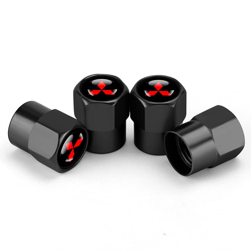 Hisport Hex 016 Black 4Pcs Universal Car Tire Valve Stem Caps Air Cover Fit Mitsubishi Accessories