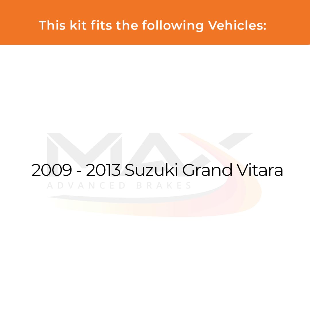 Max Advanced Brakes Rear Brake Kit Compatible With 2009 2010 2011 2012 2013 Suzuki Grand Vitara Replacement Premium Oe Disc Brak
