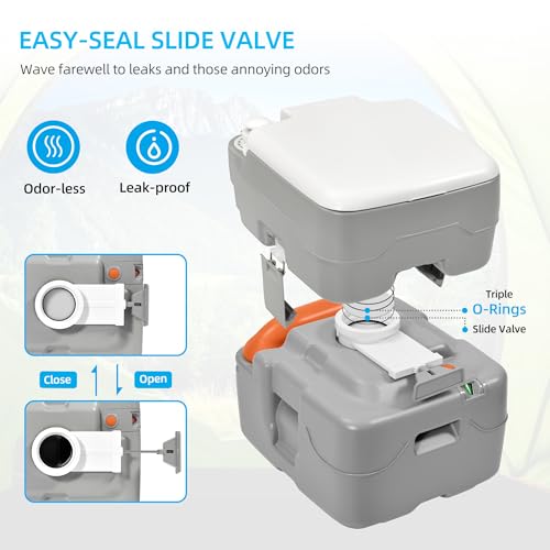 Yitahome Portable Toilet Camping Porta Potty 5.8 Gallon With Hand Sprayer And Carry Bag, Leak-Proof Indoor Outdoor Toilet With L