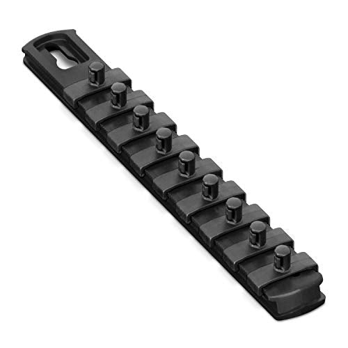Ernst Manufacturing 8426 8-Inch Socket Organizer With 9 1/4-Inch Twist Lock Clips, Black