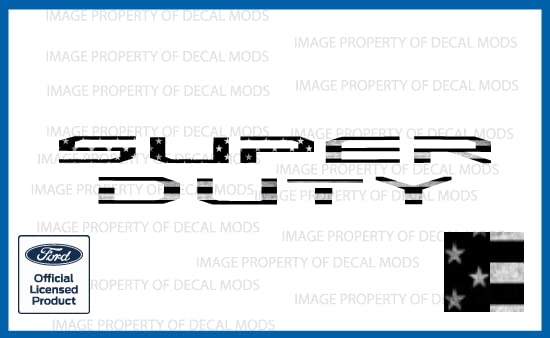 Decal Mods 2020-2022 Super Duty Tailgate Letter Inserts Overlays Decals Stickers (Thin) Compatible with Ford F250 F350 F450 (2020-2022) (Black & White Distressed USA Flag) | FG1A5