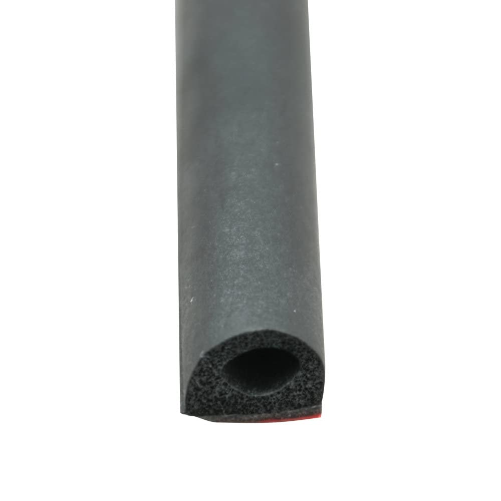 Ap Products 018-224 Non-Ribbed D-Seal With Psa (White Tape) - Black, 1/2 X 3/8 X 50'