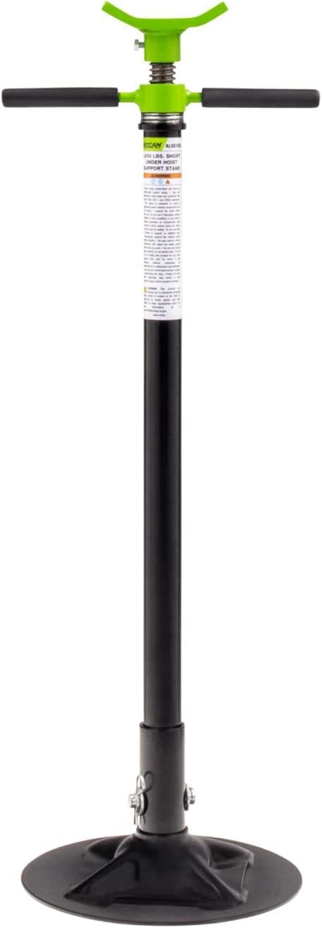 Arcan 1,500 Lb Underhoist Support Stand, Short Style, 48-76 Inch Height Range, Self-Locking Screw, Heavy-Duty Base, Alss15S