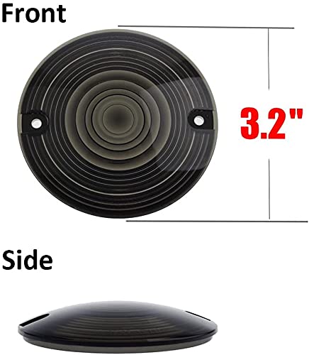NTHREEAUTO 3 1/4 Inch Flat Smoked LED Turn Signal Lens Cover Compatible with Harley Electra Glides Road King Touring Road Glide