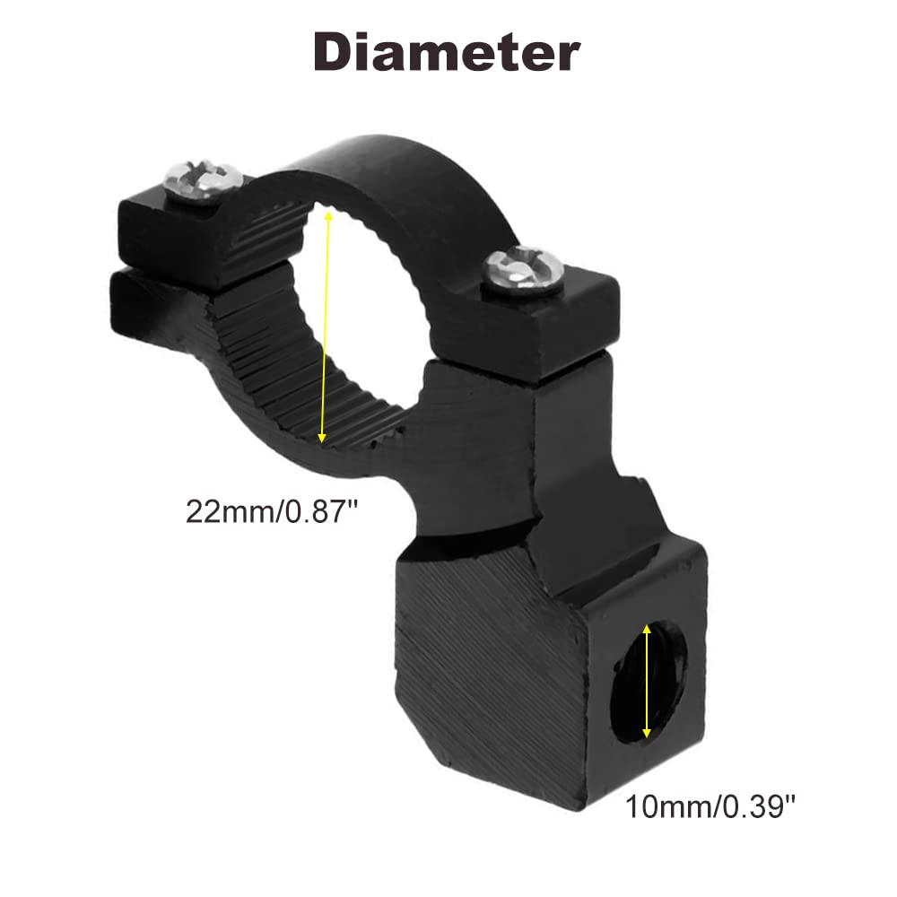 Mtsooning Motorcycle 10mm/ 7/8' Mirror Mount Clamp, 2PCS Handlebar Rearview Mirror Adapter, Black Aluminum Universal Bike mirror Holder