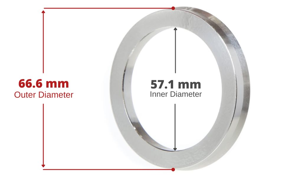 Circuit Performance 66.6Mm Od To 57.1Mm Id Silver Aluminum Hub Centric Rings
