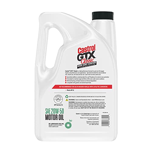 Castrol Gtx Classic 20W-50 Conventional Motor Oil, 5 Quarts