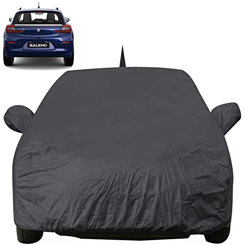 Baleno Dustproof Car Cover With Mirror & Antenna Pockets, Grey Color, Taffeta Polyster,Triple Stitched, Compatible With Maruti B