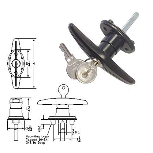 Gordon Glass Truck Cap Locking T-Handle - Clockwise