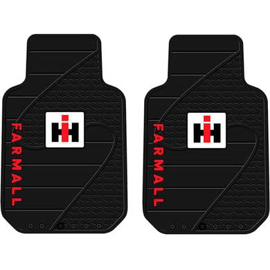 U.A.A. Inc. Farmall International Harvester 2Pc Front Black Rubber Universal Car Truck Floor Mats Set