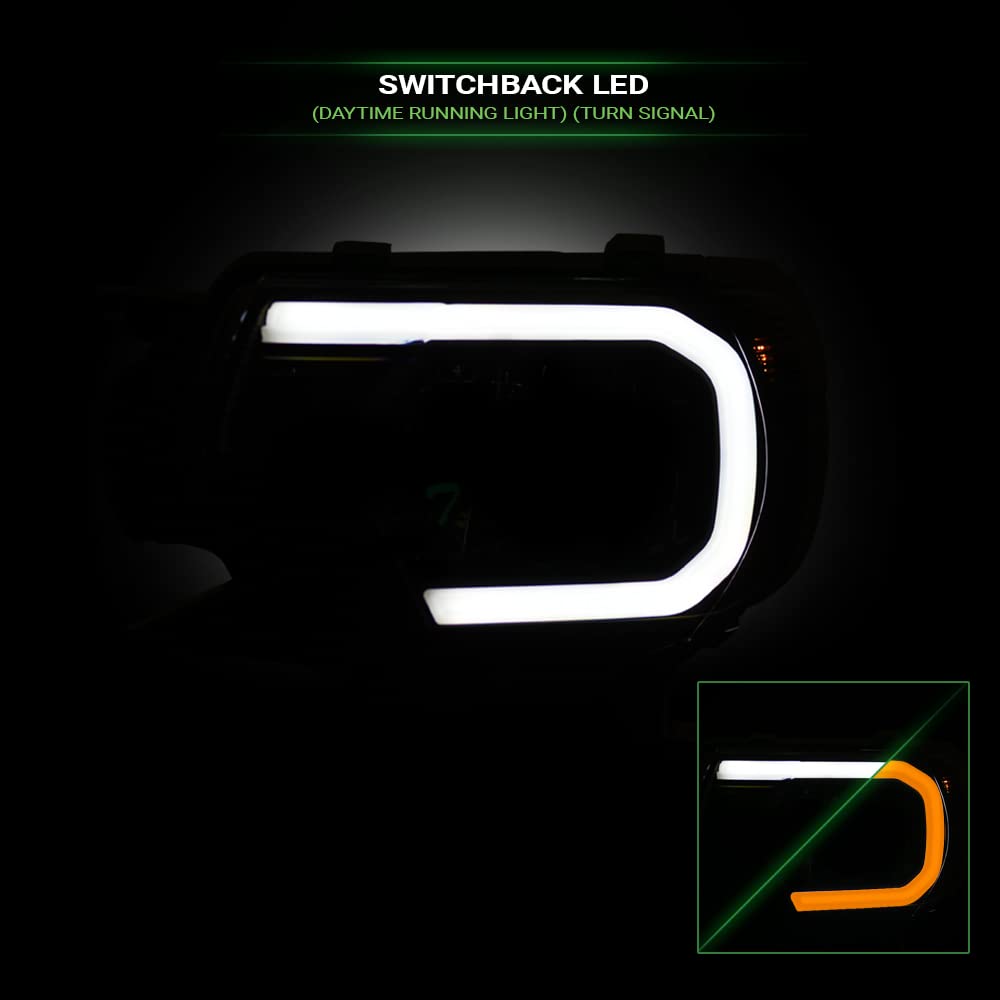 Tlaps 7422439477445 Compatible With 2012-2015 Toyota Tacoma Switchback Sequential Led Strip Bar Black Housing Projector Headligh