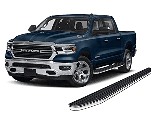Black Horse Premium Running Boards Black Compatible With 2019-2025 Ram 1500 Crew Cab (Excl. 2019-2025 Ram 1500 Classic) -Pr-R285
