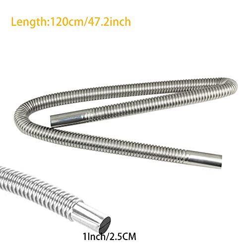 Qisf 2.5Cm/1Inch Inner 120Cm Exhaust Pipe, Stainless Steel Parking Air Heater Exhaust Pipe Exhaust Pipe Parking Air Heater Fuel Tank Diesel Gas Vent Hose