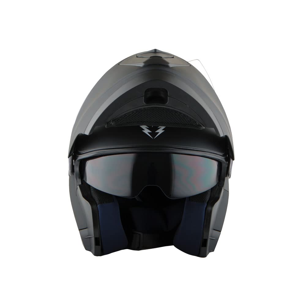 1Storm New Motorcycle Bike Modular Full Face Helmet Dual Visor Sun Shield: Matt Black