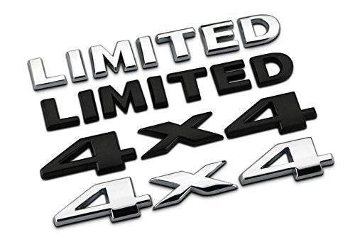 2Pcs(1Set) Auto Tuning 4X4 Logo 3D Decal Emblem Logo Sticker Nameplate Badge Compatible With Limited (Chrome)