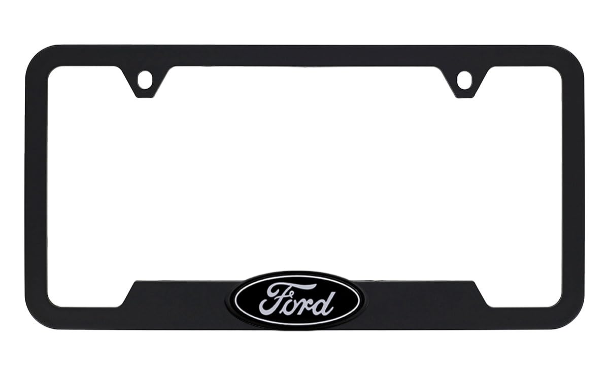 Ford 3D Badge Logo Black ABS Plastic License Plate Frame Holder 2 Hole (Blk/B)