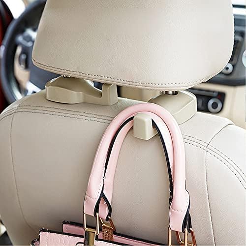 Ipely Universal Car Vehicle Back Seat Headrest Hanger Holder Hook For Bag Purse Cloth Grocery (Beige,4 Pack)