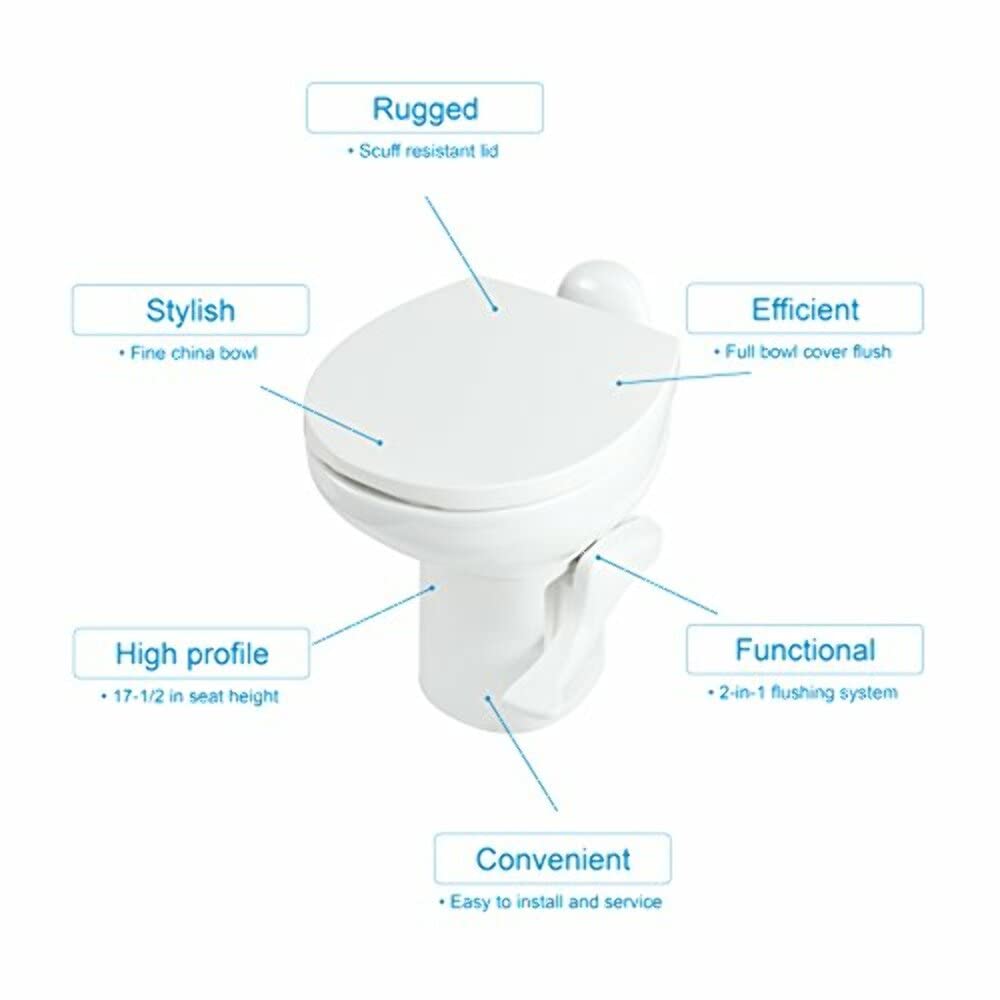 Thetford 42058 Aqua-Magic Style Ii Rv Toilet, White, High Profile
