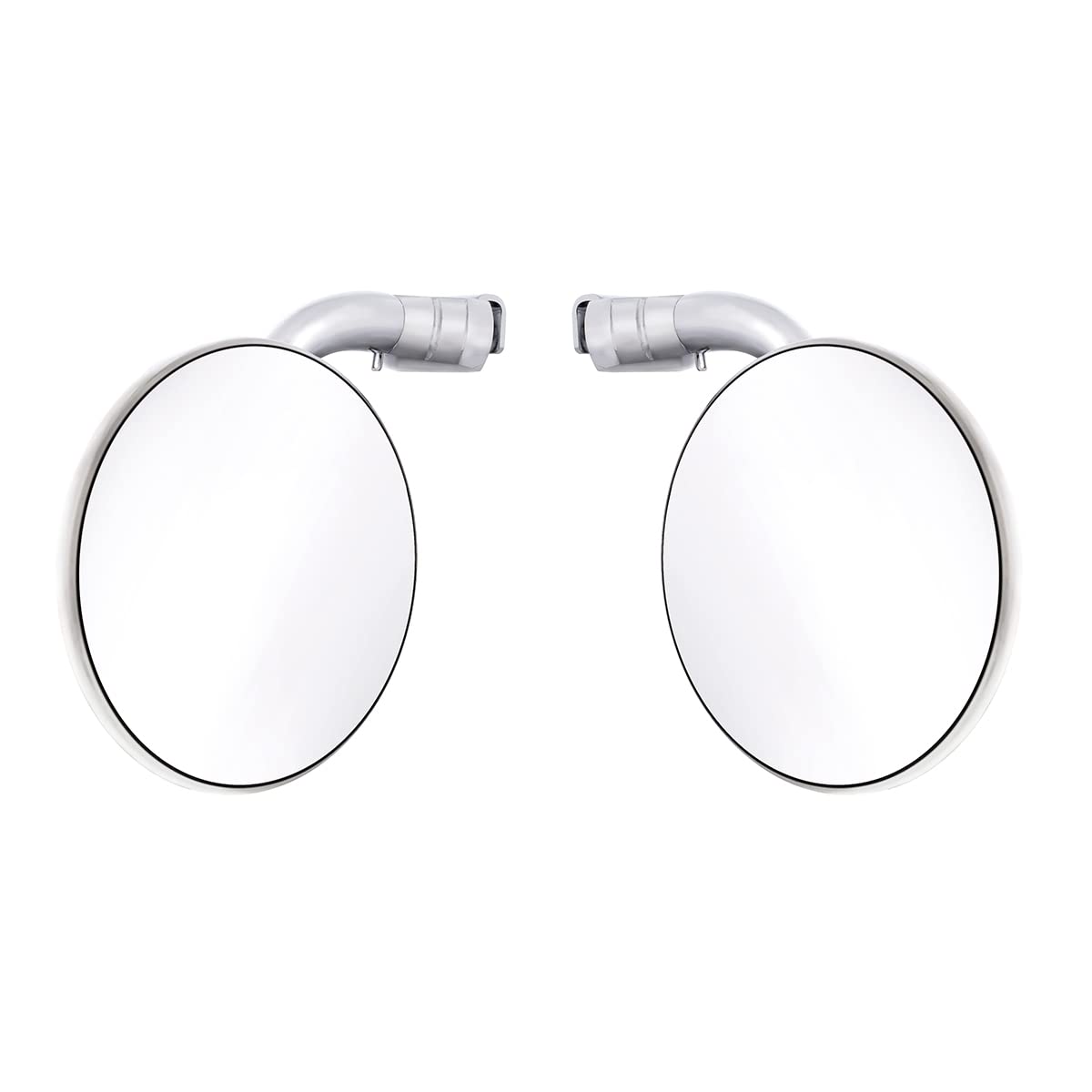 United Pacific 4-inch Curved Arm, Polished Stainless Steel Peep Mirror Bundle Set (L/H Flat Mirror & R/H Convex Mirror), Chrome Plated Arms - One Pair