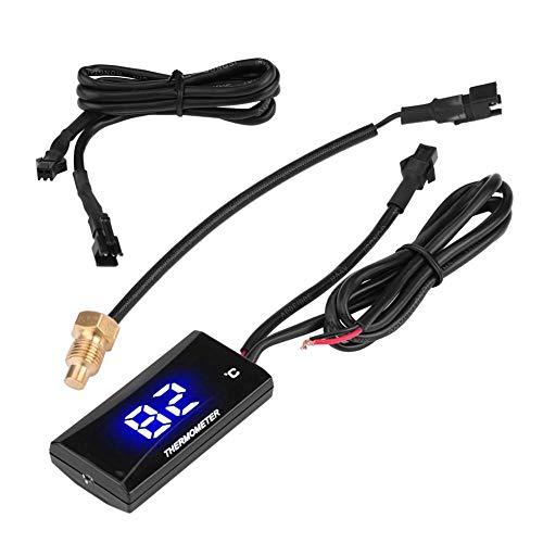 Keenso Motorcycle Thermometer Digital Blue, Motorcycle Digital Thermometer Water Temperature Digital Hygrometer Humidity Tempera