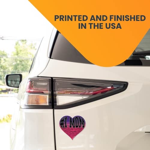 Magnet Me Up #1 Mom Pink And Purple Heart Magnet Decal, 5 Inches, Heavy Duty Automotive Magnet For Car Truck Suv, Fridge, Mailbo