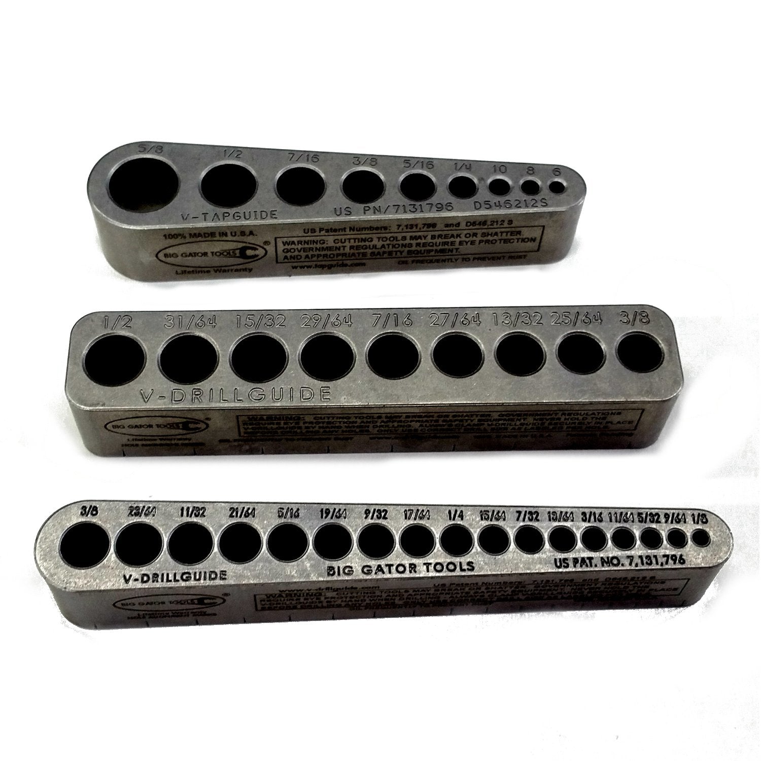 Big Gator Tools Std Series 3Pc V-Drill Guide W/35 Sae Hole Sizes 1/8 - 5/8 3Pc Set