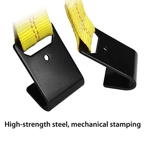 JCHL Tow Dolly Basket Straps with Flat Hooks (2 Pack) Yellow Car Wheel Straps Universal Vehicle Tow Dolly Straps System Fits 15'