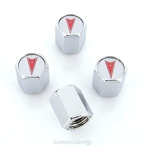 Elite Automotive Products, Inc. Logo Tire Stem Valve Caps For Pontiac (Red)