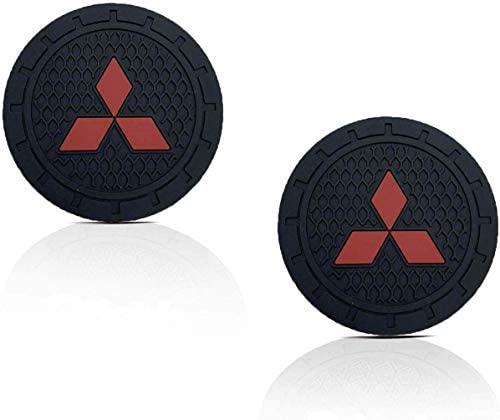 Jdclubs 2.75 Inch Diameter Oval Tough Car Logo Vehicle Travel Auto Cup Holder Insert Coaster Can 2 Pcs Pack (Fit Mitsubishi)