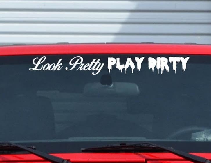 STICKY DUDE Offroad Windshield Decal Car Sticker - Solid White Vinyl, 23x2.6 inches, JDM Graphics for Low Stance Hatchbacks