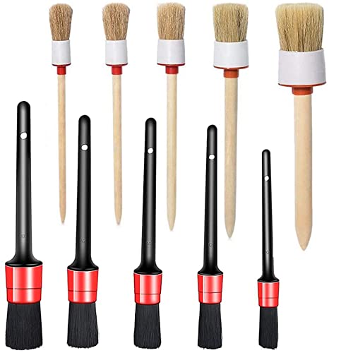 10PCS DUALSHINE Car Auto Detailing Brush Set, Auto Detailing Brushes Cleaner Car Detailing Brushes Exterior, Car Interior Brush 