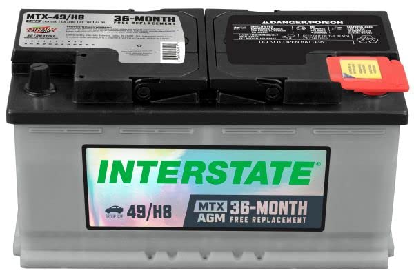 Interstate Batteries Automotive Battery 12V 95Ah (Group Size H8, 49) 900CCA SLI AGM Automobile Replacement Battery for Cars, SUV