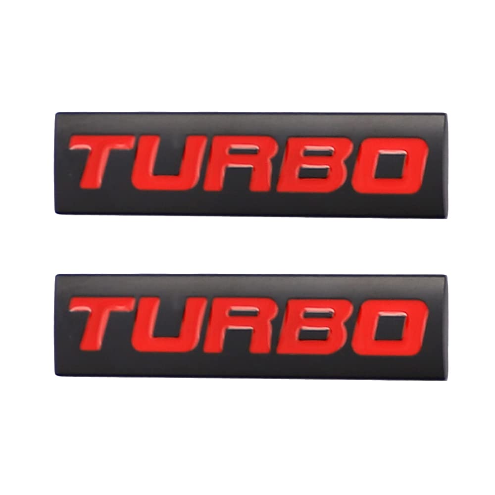Carrun, 2 Pcs Turbo Emblem 3D Metal Badge Car Hood Truck Door Side Fender Rear Trunk Emblem Sticker Decals For Universal Decorat