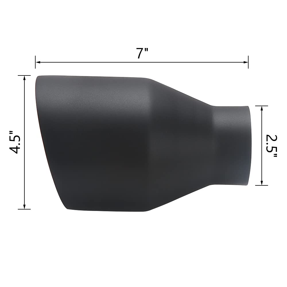 Lcgp 2.5'' Inlet Universal Diesel Exhaust Tip 4.5'' Outlet 7'' Long Tail Tip, Black & Double Wall Angle Cut