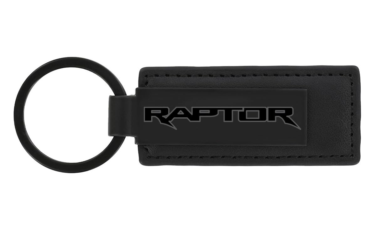 Ford Raptor Black Outline Rectangular Vegan Leather Key Chain