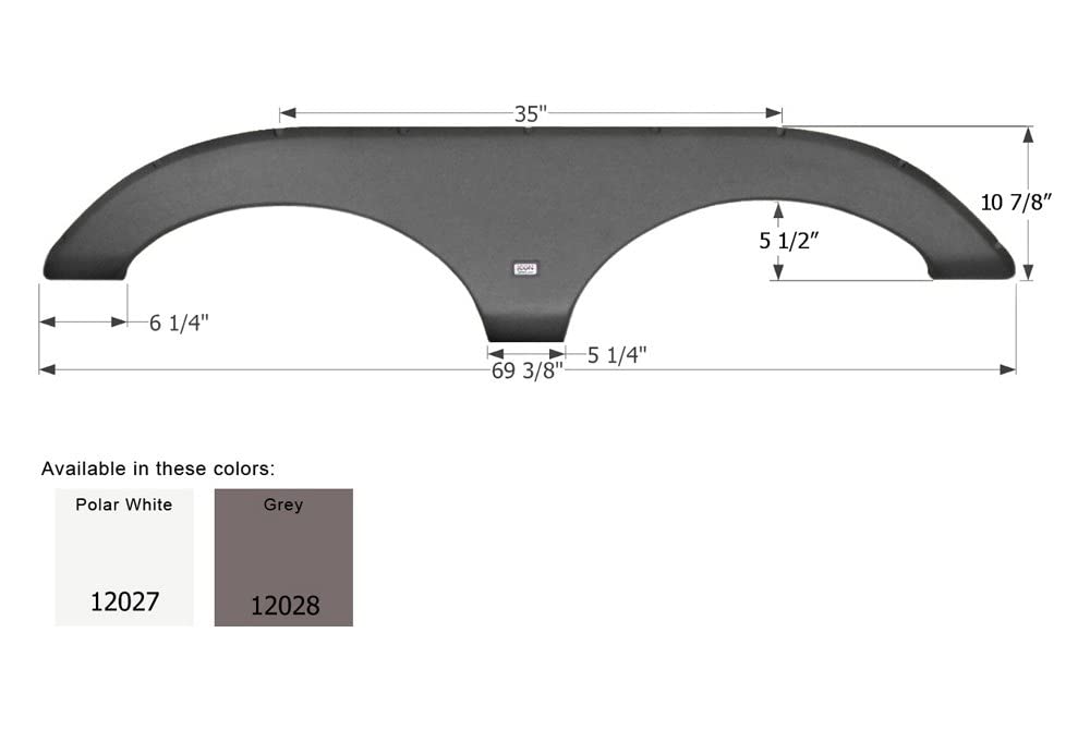 Icon 12028 Tandem Axle Fender Skirt Fs2027 For Forest River - Gray