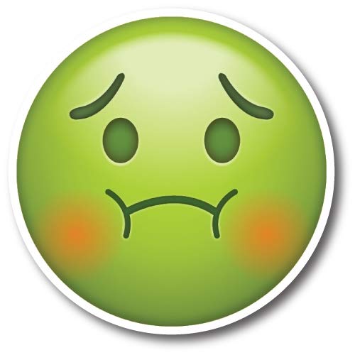 Magnet Me Up Sick Green Emoticon Magnet Decal, 5 Inch Round, Self-Expression Decorative Magnet For Car, Truck, Suv, Or Any Other