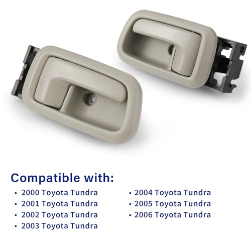 Lcyolada Rear Left Driver & Right Passenger Interior Door Handles W/Bezel (Gray) For 2000-2006 Toyota Tundra (Standard/Regular/E
