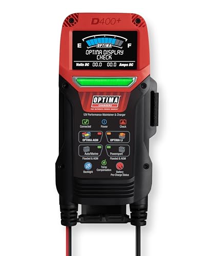 Optima Batteries Digital 400+ 12 Volt Battery Maintainer And Charger For Agm, Lithium, Automotive, Marine And Powersport Batteri