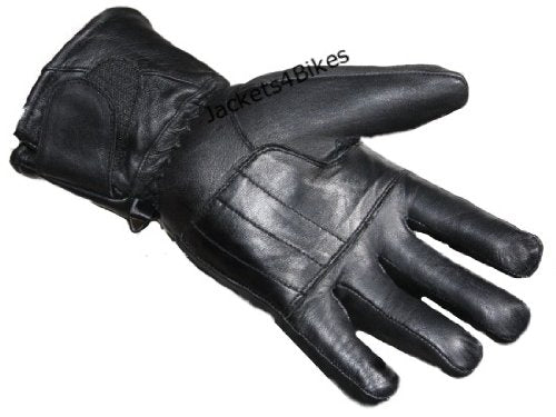 Men’S Winter Gauntlet Motorcycle Gloves, 100% Natural Sheep Leather, Thinsulate Thermal Heated Lining, Full Windproof Cold Weather Water Resistant, Reinforced Warm Biker Driving Glove Black L