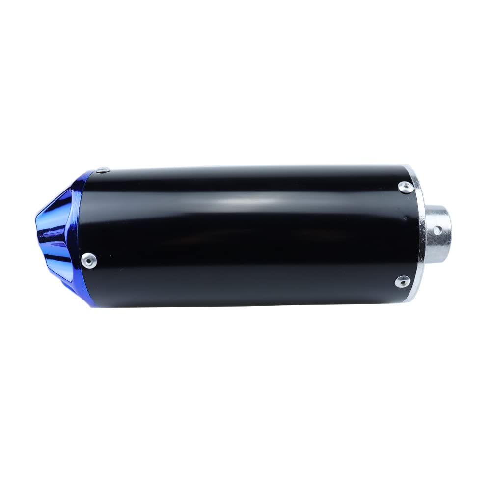 Aluminum Blue 28Mm Motorcycle Exhaust Muffler With Clamp For 50Cc 70Cc 90Cc 110Cc 125Cc Chinese Pit Trail Dirt Bike Mini Motocross Motorcycle Crf50 Xr50 Klx Coolster Ssr Thumpstar Lifan