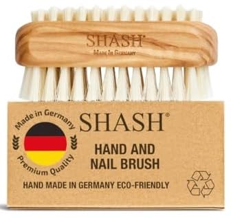 Since 1869 Hand Made in Germany - Natural 100% Natural Boar Bristle Nail Brush - Gently Removes Dirt and Grime for Clean Hands - Exfoliates Skin for Soft  Smooth Texture  Wood (Olive)-New
