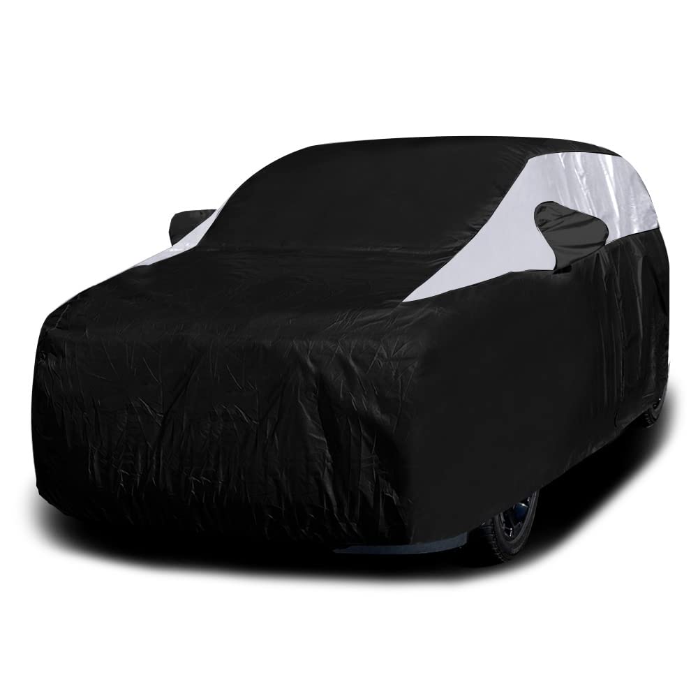 Titan Jet Black Poly 210T Car Cover For Large Suv 207-212'' Waterproof, Uv Protection, Scratch Resistant, Driver-Side Zippered O