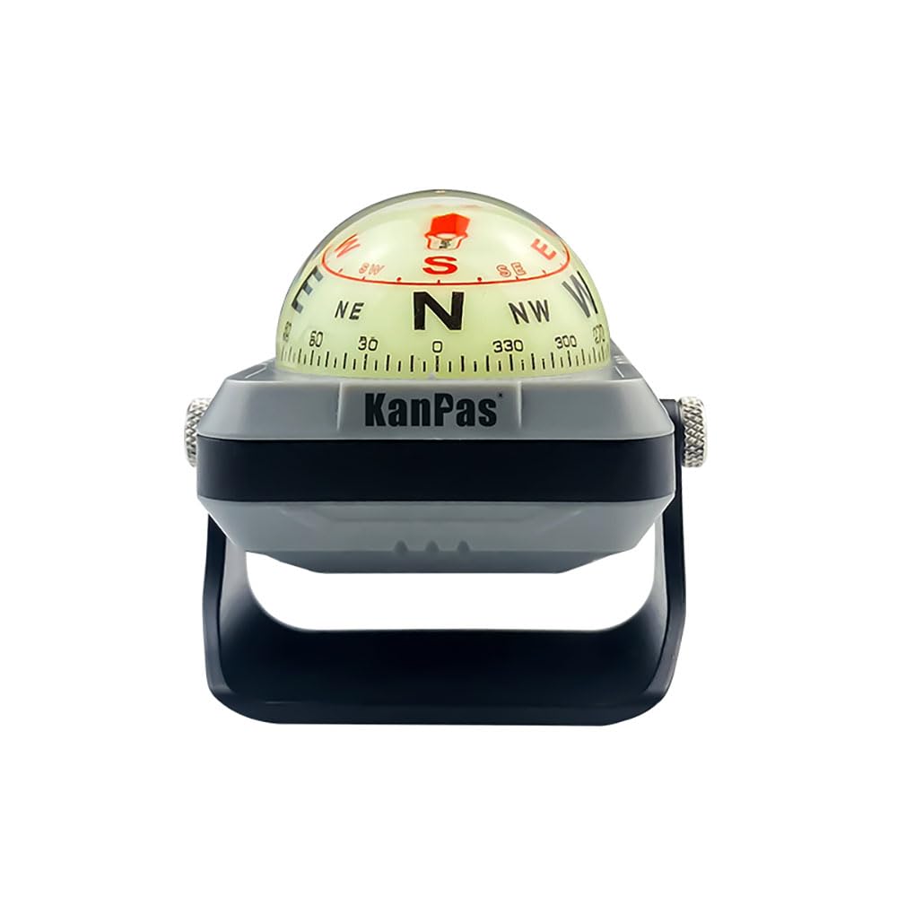 KanPas V-39-L Dashboard Ball Compass for Car with Double Dials Luminous Capsule Adjustable Holder (Grey)