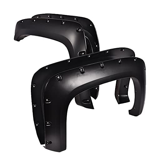 G-PLUS Smooth Pocket Riveted Fender Flares Fit Chevy Silverado 1500 2007-2013/ 2500HD 3500HD 2007-2014, (For Regular Cab & Exten