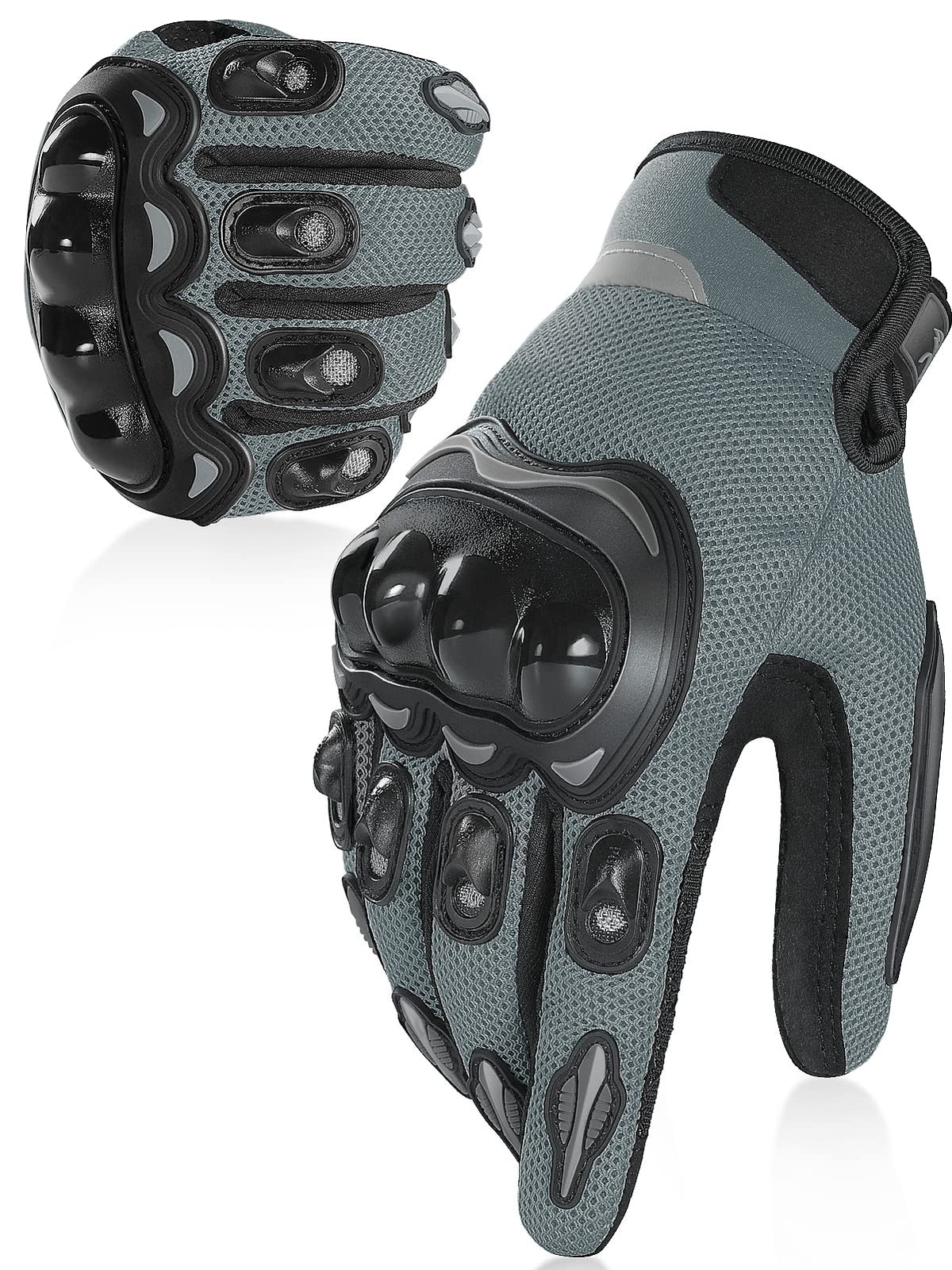 Cofit Summer Motorcycle Glove For Men And Women, Breathable Mesh Motorbike Gloves With Hard Knuckle And Touchscreen For Bmx Atv Mtb Riding, Road Racing, Cycling And Bike Gray M