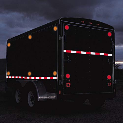 All Star Truck Parts] Amber/Red 2x3 Rectangle High Visibility Reflective Stick-On Prism Reflector DOT-SAE Strong Weatherproof Tr