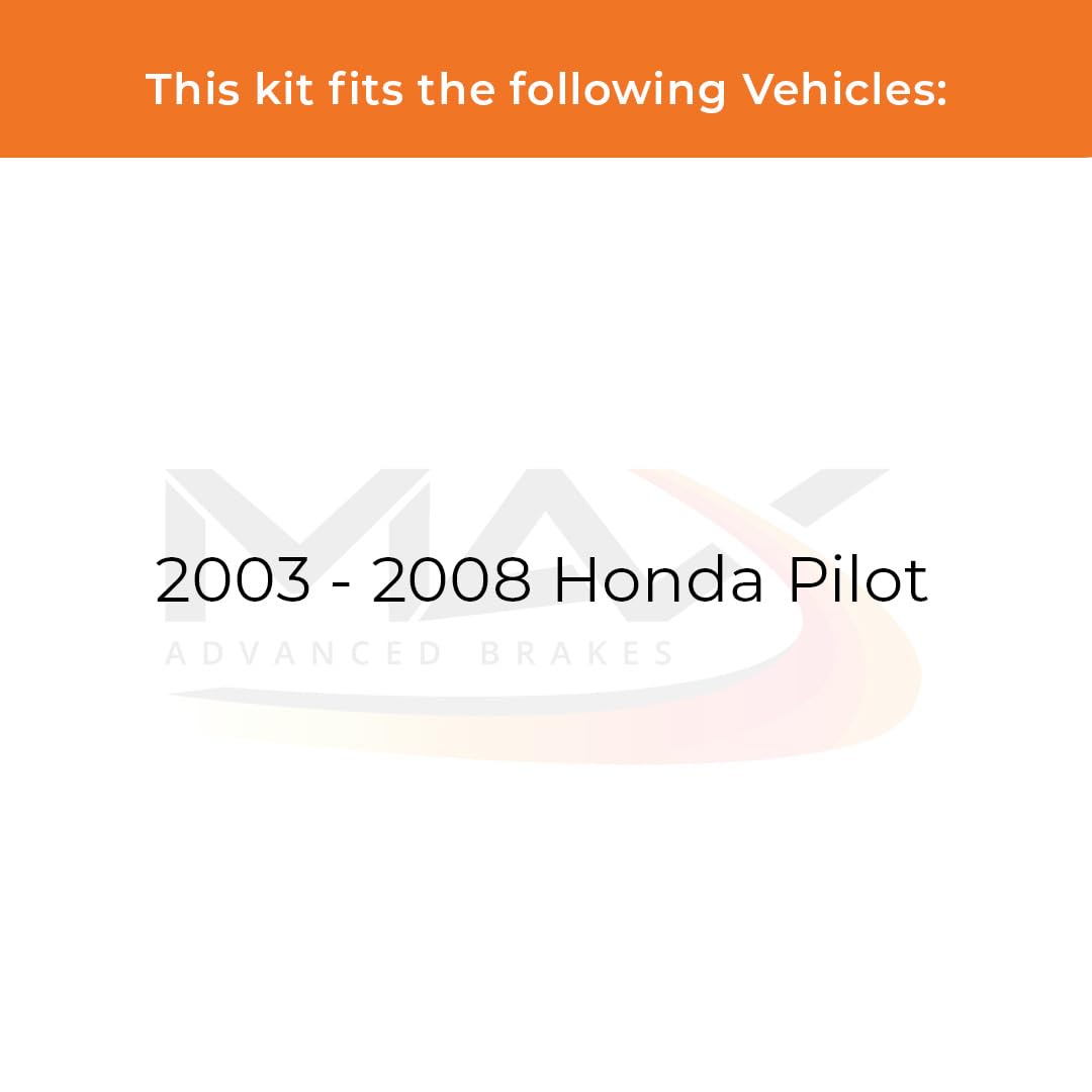 Max Advanced Brakes Front Brake Kit Compatible With 2003 2004 2005 2006 2007 2008 Honda Pilot Replacement Geomet Coated Oe Disc