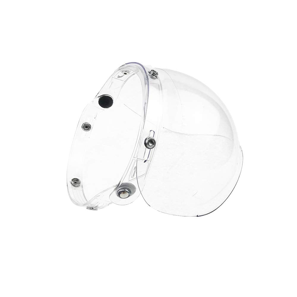 Wancar Retro Motorcycle Bubble Visor Wind Shield Lens Universal For Standard 3-Snap Open Face Helmets(Clear)